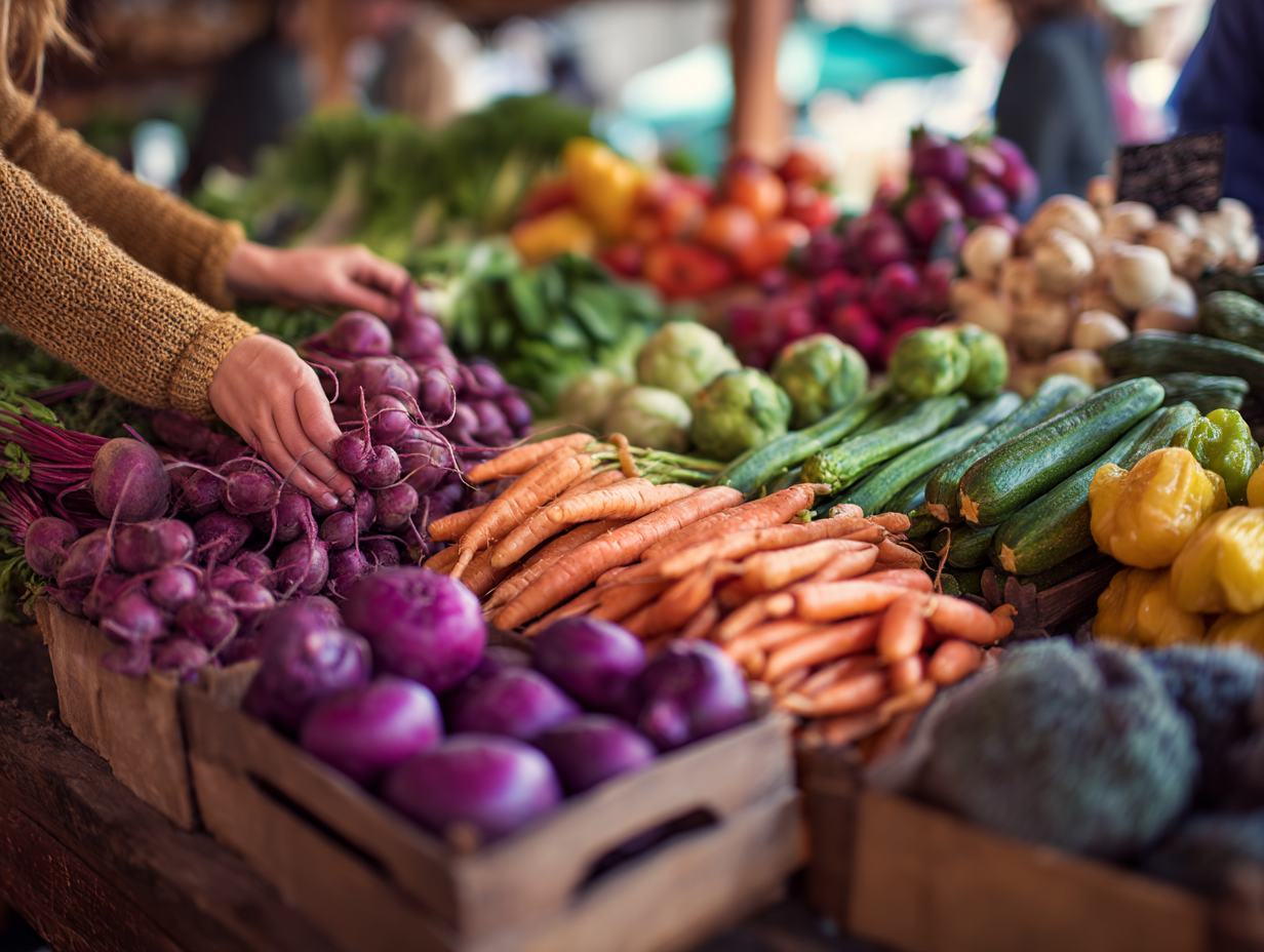 Збалансований обід з різними продуктами